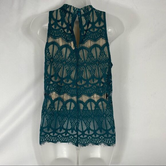 Love Fire Teal Lace Overlay Mock Turtleneck Top Size Small - Picture 11 of 13